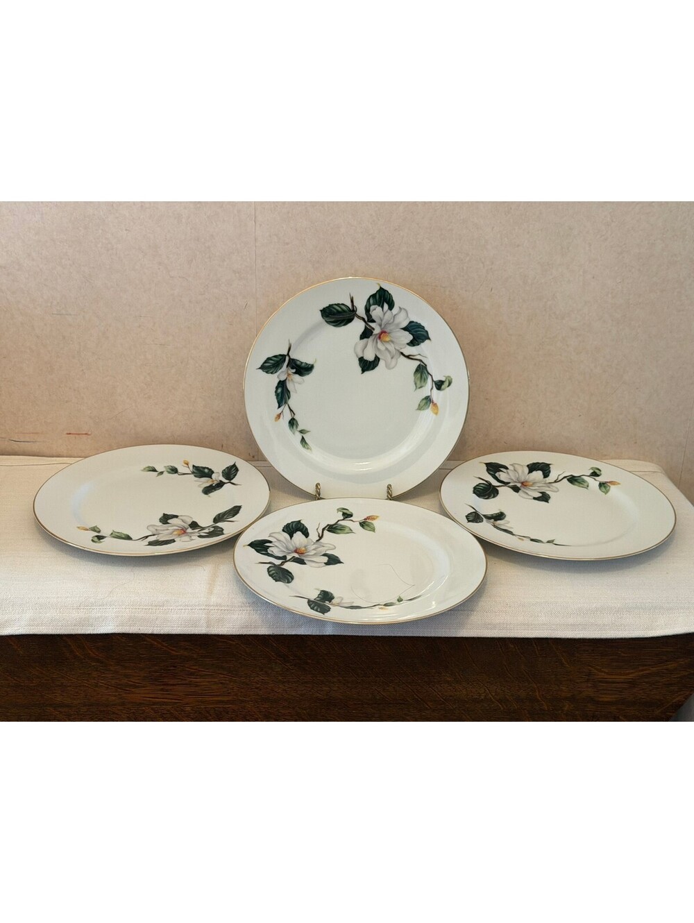 Vintage Seyei Japan Camellia Fine China Dinner Plates Set of 4